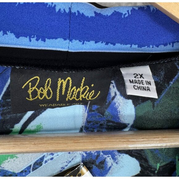 Bob Mackie boho floral artsy duster cardigan blue multi sz 2X - Picture 2 of 8